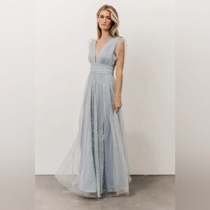 NWTs - Annika Sequin Mesh Maxi Dress - Dusty Blue